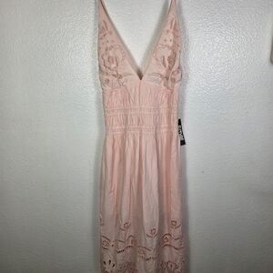 Future Collective Women's Eyelet Maxi A-Line Dress Pink Size XL